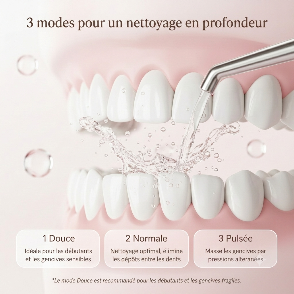 Irrigateur Dentaire Portable 220ml — 3 Modes, Étanche IPX7
